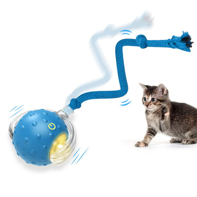 Interactive Cat Toy Ball - Automatic Interactive Cat Toys for Indoor Cats with 3 Tails, 2 Speeds Rechargeable Cat Enrichment Toys for Small/Medium/Large Cats to Keep Them Busy(