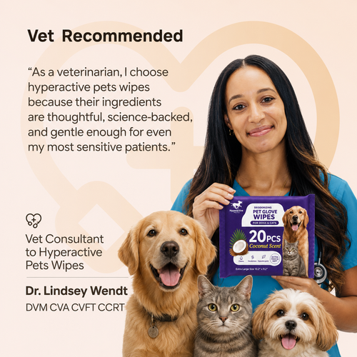 PET Cleaning Deodorizing Glove Wipes for Dogs & Cats, Vet Recommended Hypoallergenic Hydrating & Nourish Fur Pet Grooming Glow