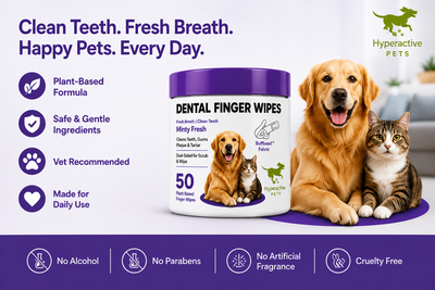 Pet Dog Cat Dental Finger Wipes | 50 Pack | Scented Tooth Cleaning | Remove Plaque & Freshens Breathe