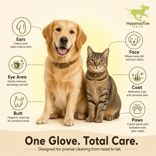 PET Cleaning Deodorizing Glove Wipes for Dogs & Cats, Vet Recommended Hypoallergenic Hydrating & Nourish Fur Pet Grooming Glo