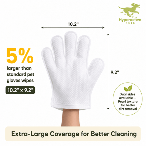PET Cleaning Deodorizing Glove Wipes for Dogs & Cats, Vet Recommended Hypoallergenic Hydrating & Nourish Fur Pet Grooming Glo