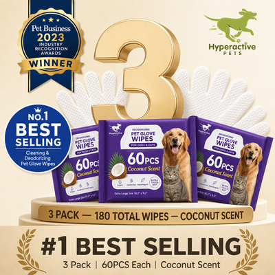 PET Cleaning Deodorizing Glove Wipes for Dogs & Cats, Vet Recommended Hypoallergenic Hydrating & Nourish Fur Pet Grooming Glo