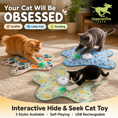Hide and Seek Interactive Cat Toys, Moving Concealed Wand Feather, Automatic Chargeable Indoor Kitten Exercise Kicker